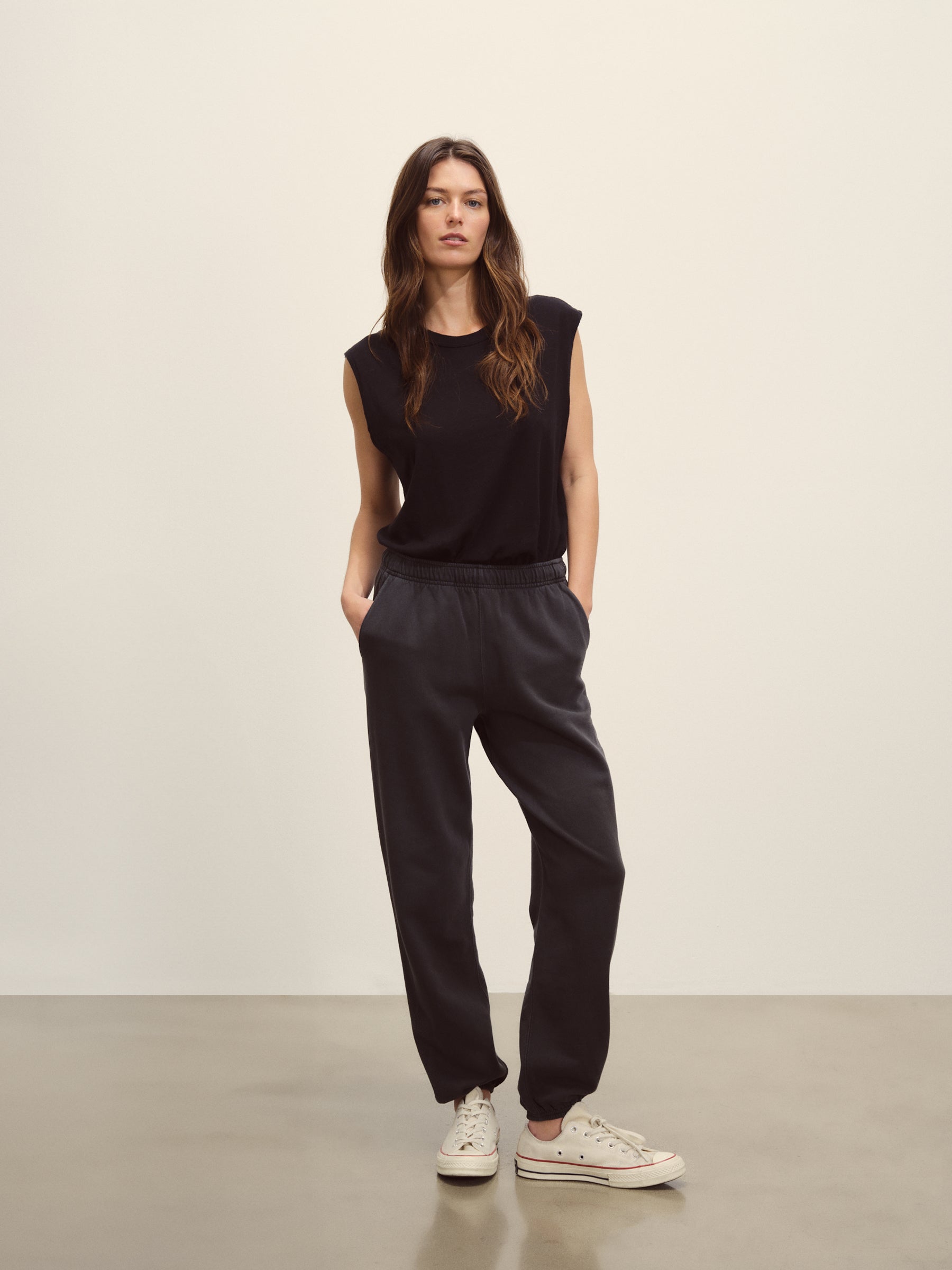 Soft Black Venice Wash Vintage Interloop Sweatpant - Image 2