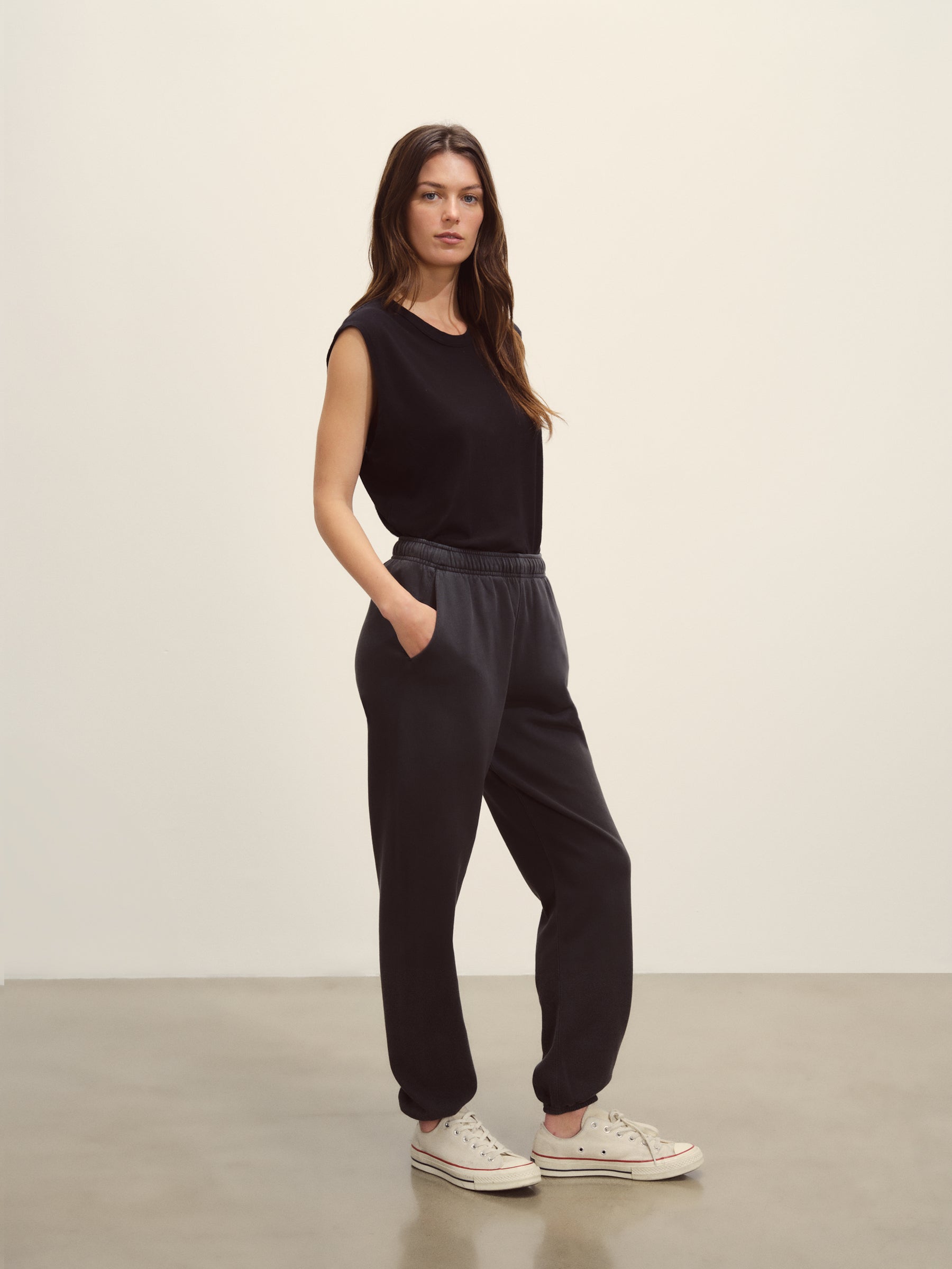Soft Black Venice Wash Vintage Interloop Sweatpant - Image 3