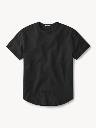 Black Slub Curved Hem Tee