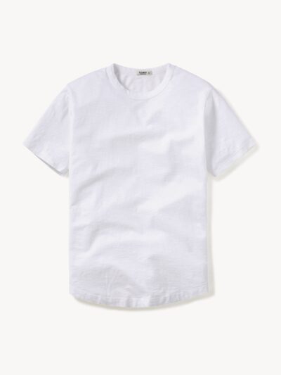 White Slub Short Curved Hem Tee