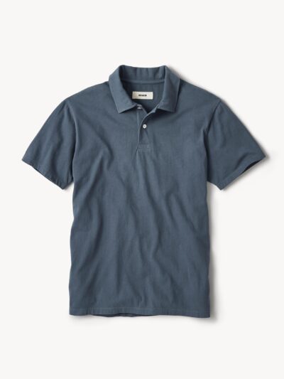 Worn Navy Venice Wash Sueded Cotton Polo