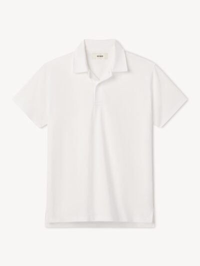 White Sueded Cotton Polo