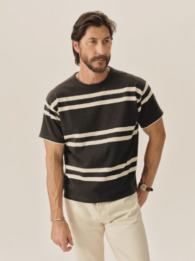 Natural / Faded Black Kokomo Stripe Field-Spec 90S Boxy Heavy Tee