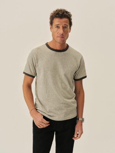 Heather Black Welterweight Ringer Tee