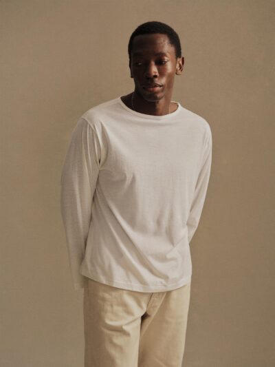 White Japanese Cool Cashmere L/S Mariner Tee