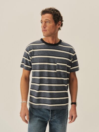 Tidepool Stripe Yuma Hemp Boxy Pocket Tee