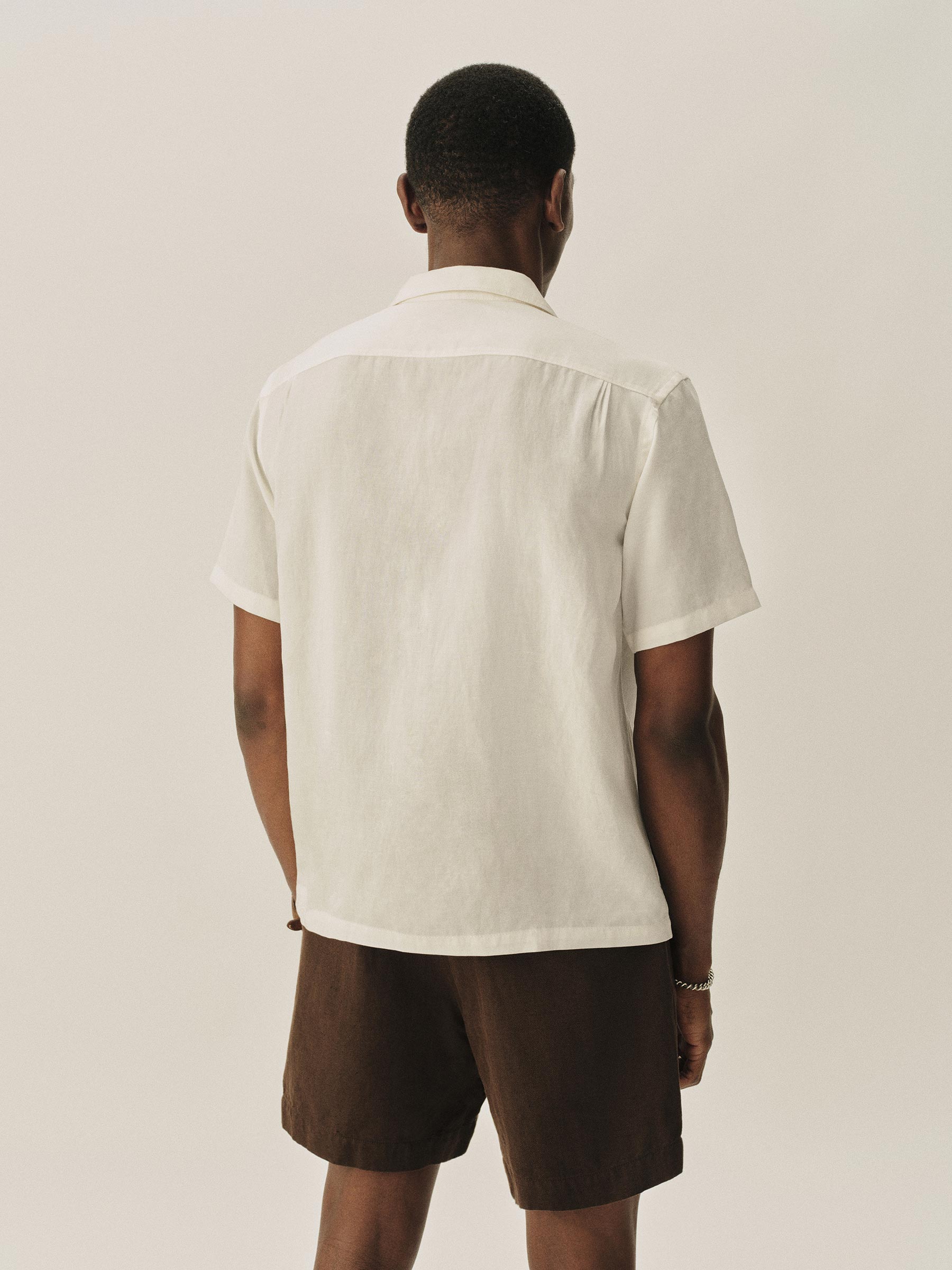 Natural Draped Linen Deuce Coupe Camp Shirt - Image 3