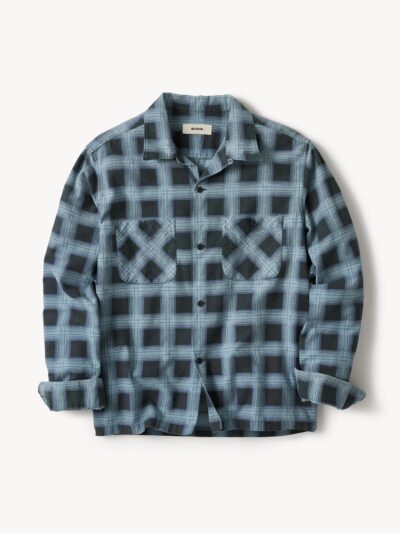 Blue Gradient Plaid Case Study Camp Shirt