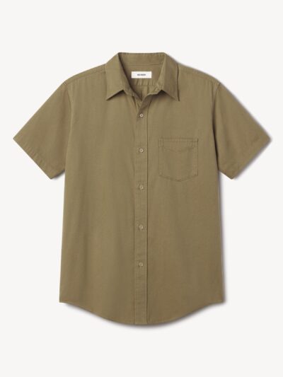 Dried Wheatgrass Draped Twill S/S One Pocket Shirt