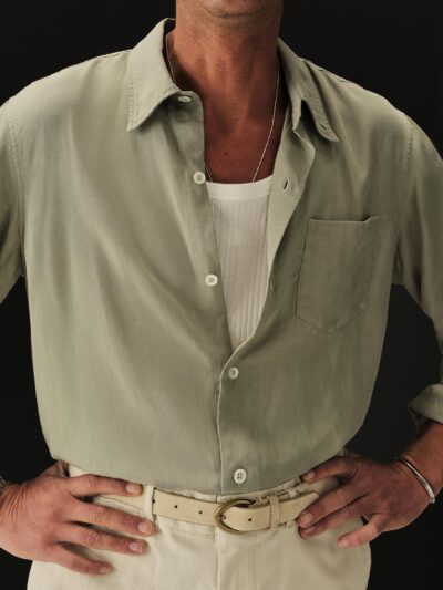 Light Agave Draped Linen Lounge Lizard Shirt