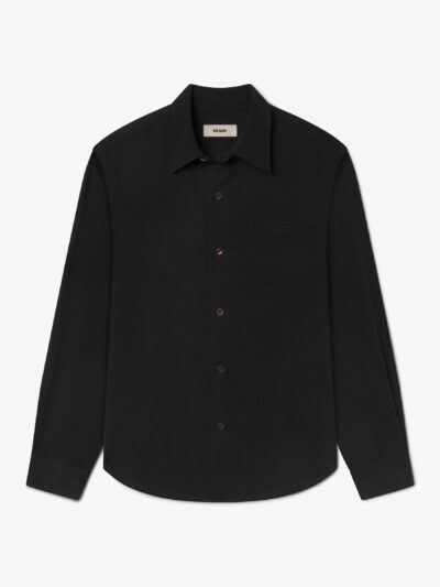 Faded Black Draped Linen Lounge Lizard Shirt
