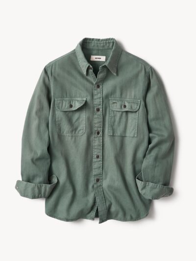 Bottle Green Venice Wash Hemp HBT Soft Pack Station Shirt