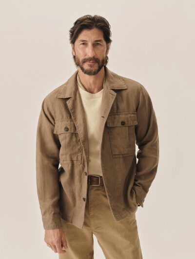 Sepia Brown Loomed Linen P-43 Fatigue Shirt