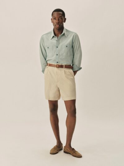 Natural Pinstripe Lightweight Seersucker Carry-On Larsen Short