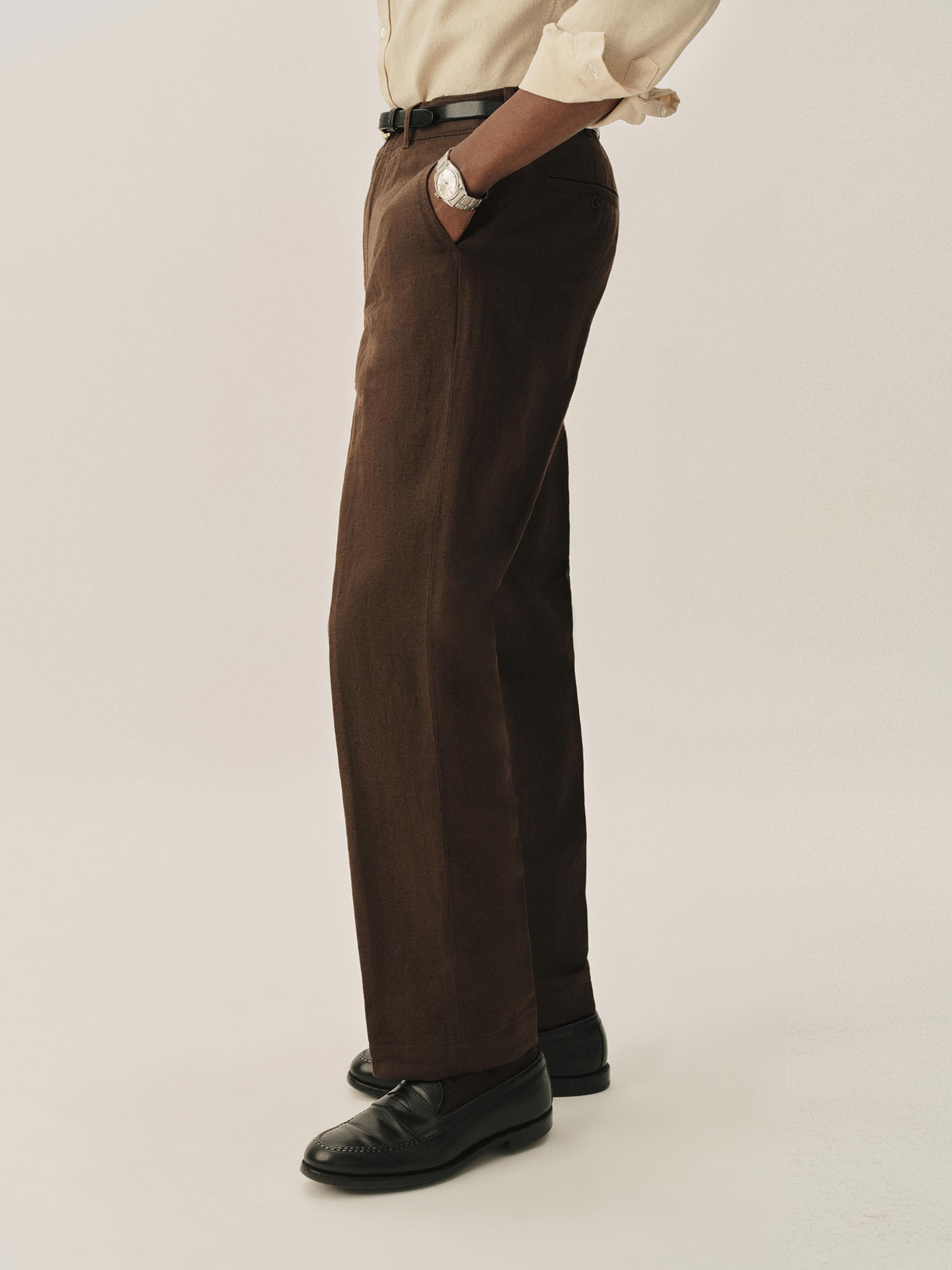 Brown HBT Capitola Linen Carry-On Ford Standard Pant - Image 4