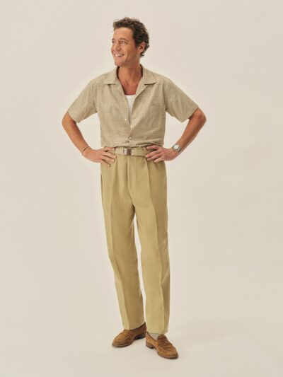Classic Khaki Hollywood Pleated Trouser