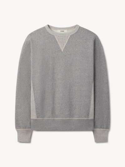 Two Tone Heather Grey Welterweight Double V Crew Sweatshirt