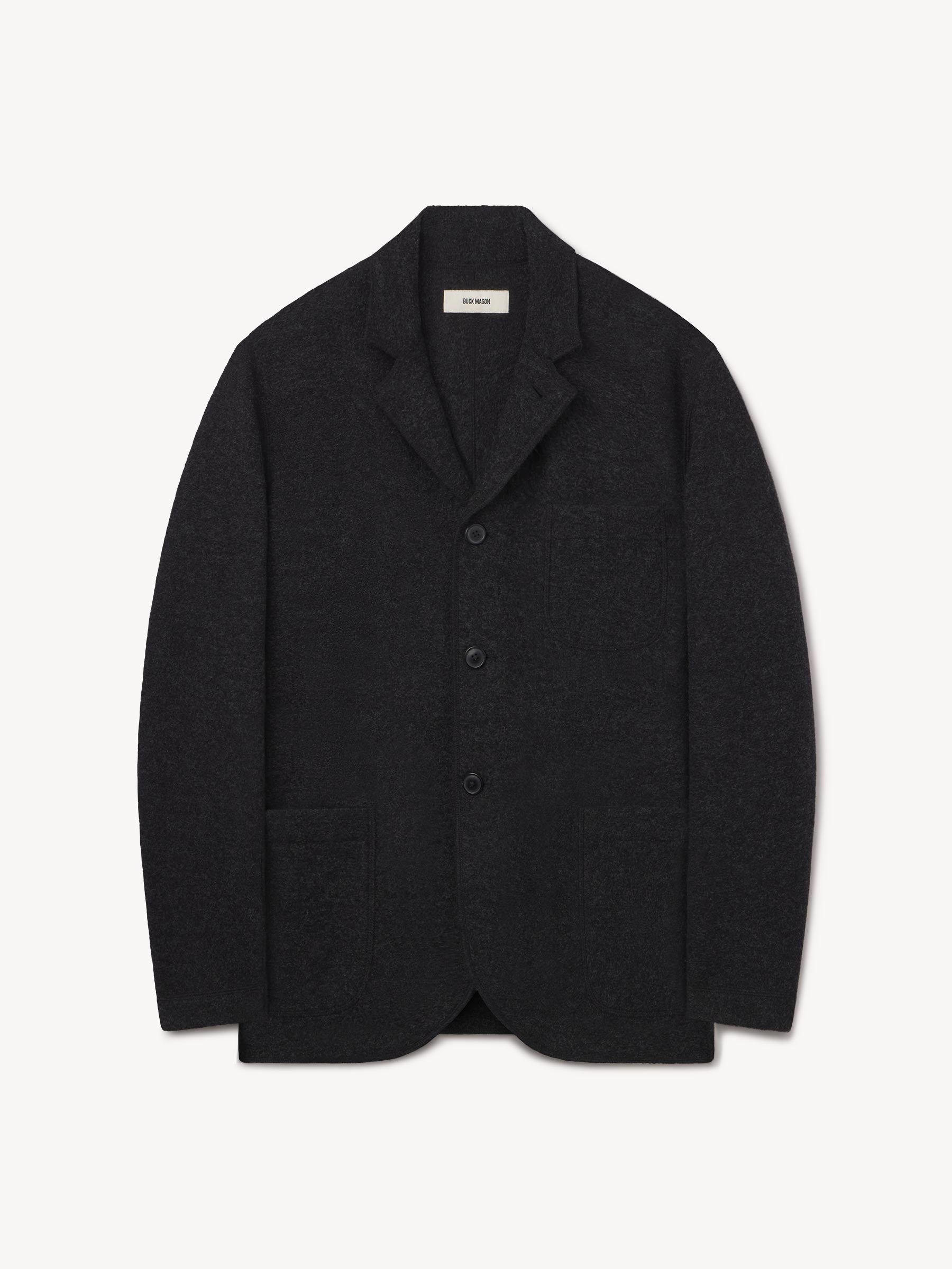 Marled Deep Charcoal Felted Wool Chore Coat