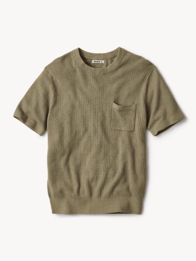 Dried Olive Yuma Hemp Rib Knit Pocket Tee