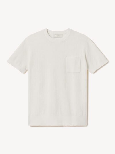 White Yuma Hemp Rib Knit Pocket Tee