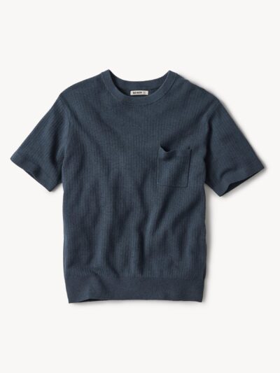 Washed Navy Yuma Hemp Rib Knit Pocket Tee