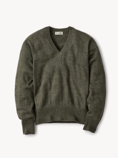 Coastal Pine Biella Linen Wool V-Neck