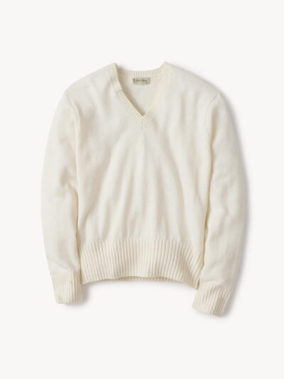 Natural Biella Linen Wool V-Neck