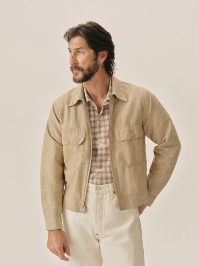 Khaki Stripe Seersucker Station Jacket