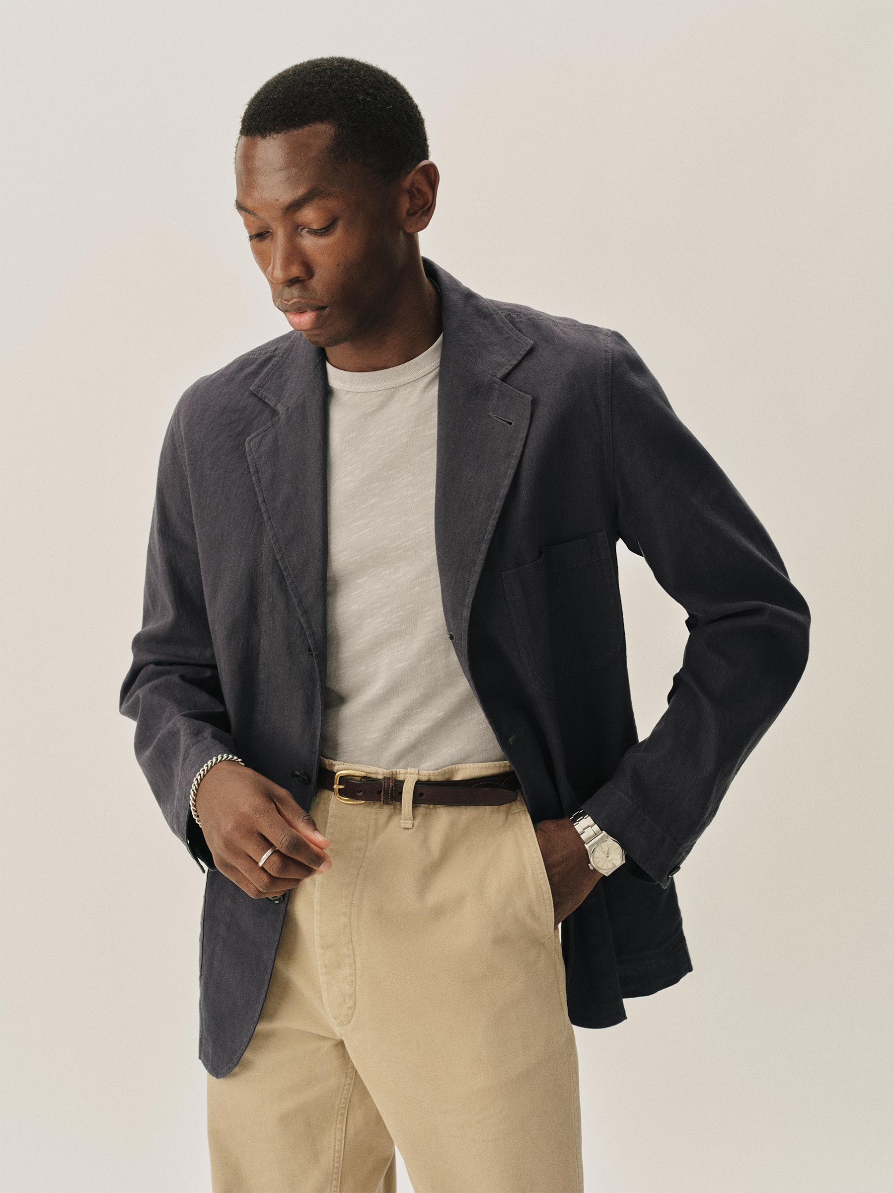 Washed Navy Chateau Cotton Linen Carry-On Jacket - Image 2