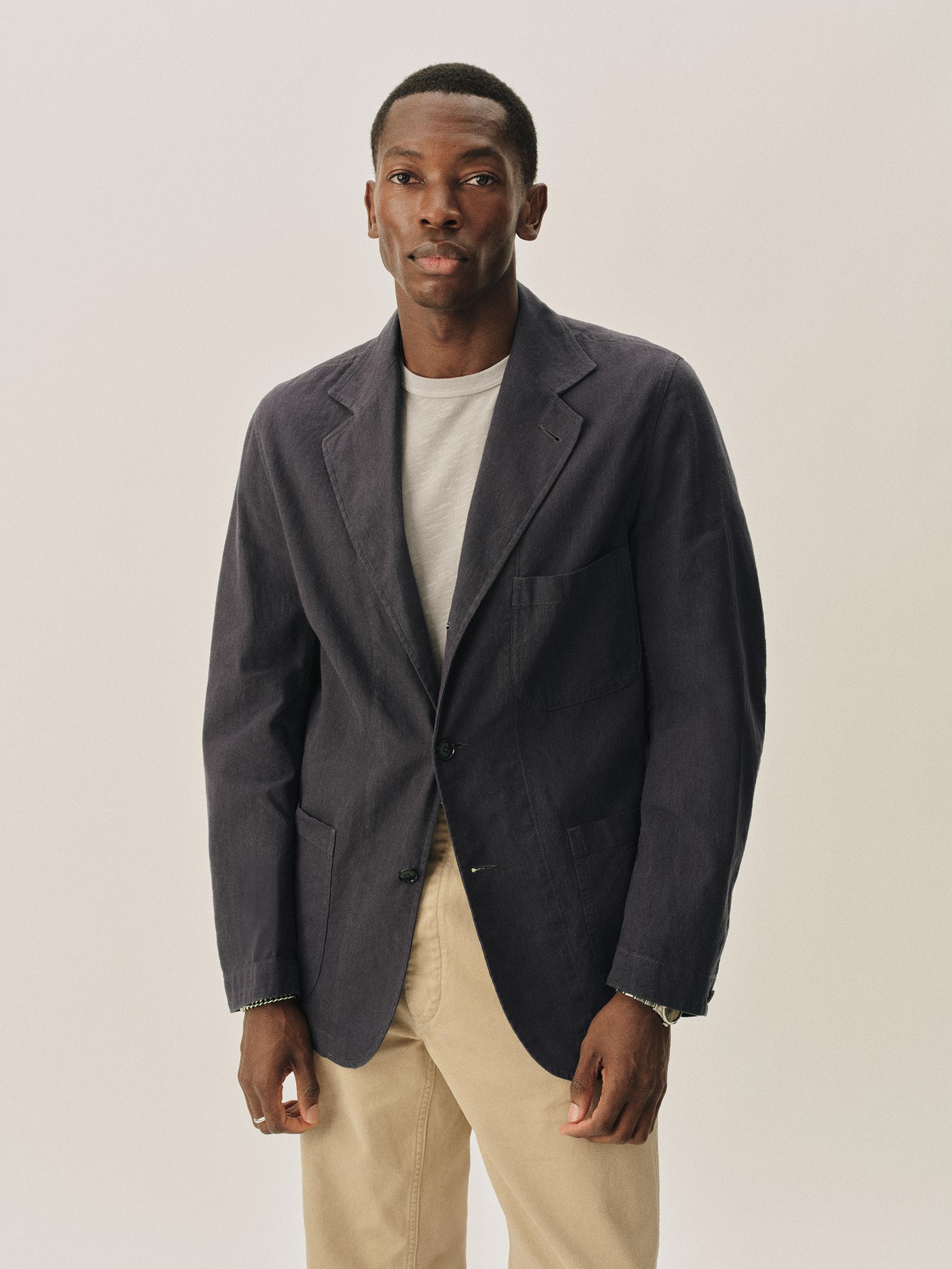 Washed Navy Chateau Cotton Linen Carry-On Jacket - Image 3