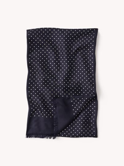 Navy Polka Dot Italian Silk Scarf