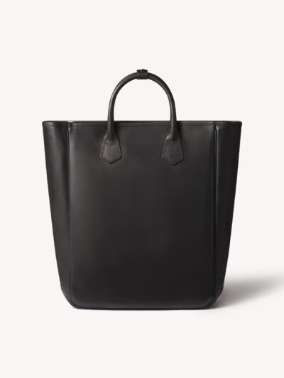 Black Italian Leather Carry-All Tote