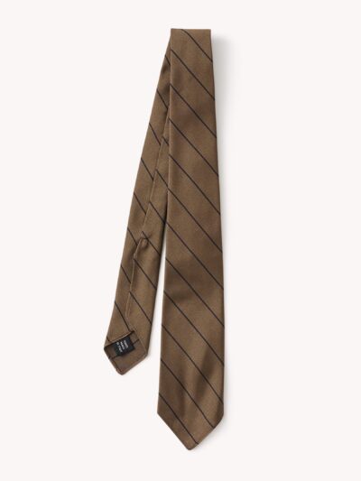 Brown Pencil Stripe Italian Silk Woven Tie