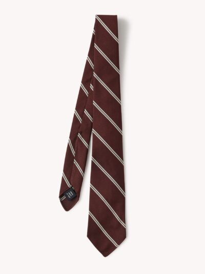 Burgundy Road Stripe Italian Silk Woven Tie