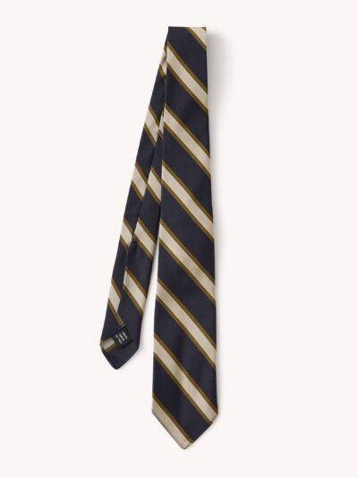 Navy Framed Bar Stripe Italian Silk Woven Tie