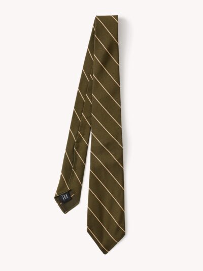 Olive Pencil Stripe Italian Silk Woven Tie