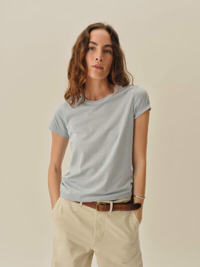 Baby Blue Venice Wash Pima Slim Crew