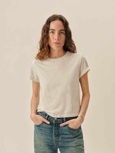Heather Oat Pima Boxy Crew