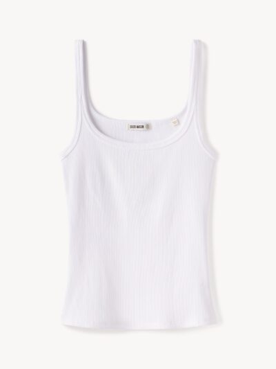 White Surplus Rib Scoop Neck Tank