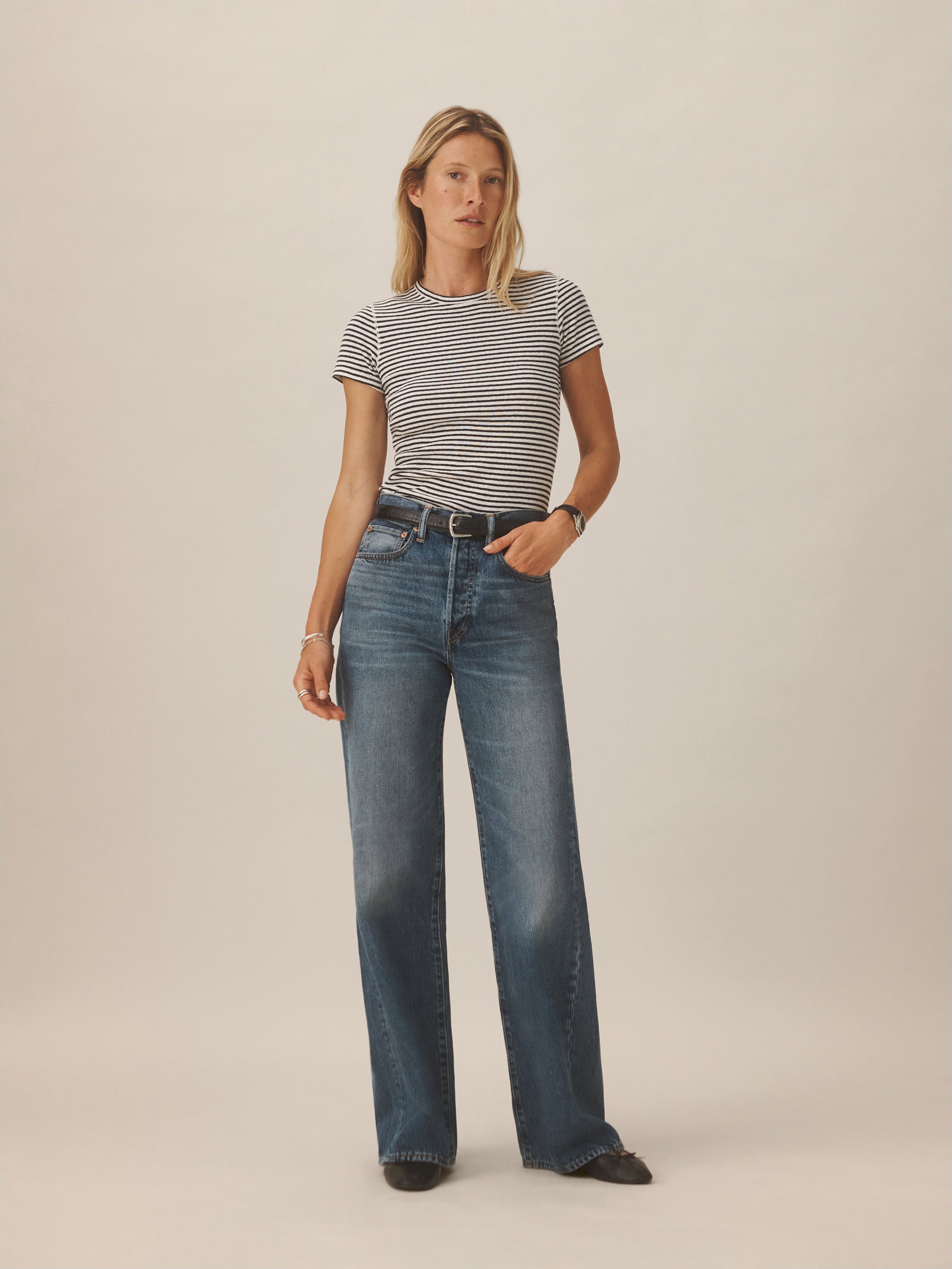 Blue / White Stripe Heirloom Rib S/S Tee - Image 3