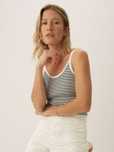 Blue / White Stripe Heirloom Rib Scoop Tank