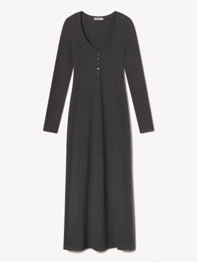 Dark Heather Grey Surplus Rib Scoop Henley Dress