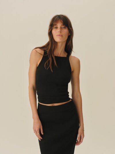 Black Surplus Rib Square Neck Tank