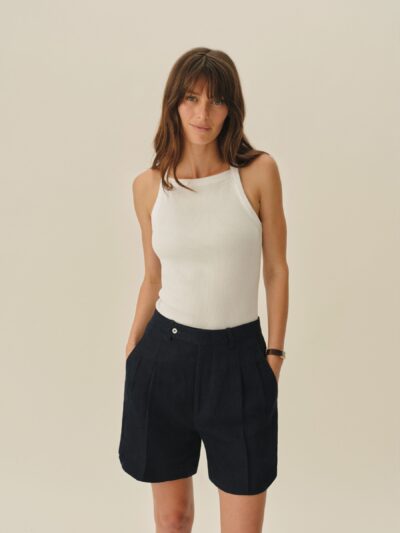 White Surplus Rib Square Neck Tank