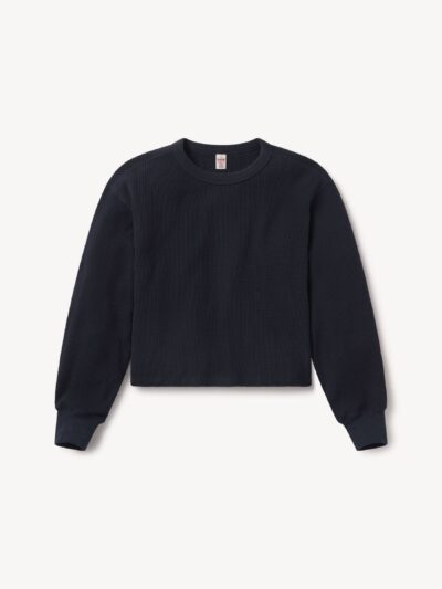 Dark Navy Toughknit Thermal Cropped L/S Crew
