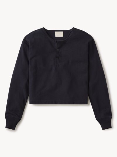 Dark Navy Field-Spec Boyfriend Crop Henley