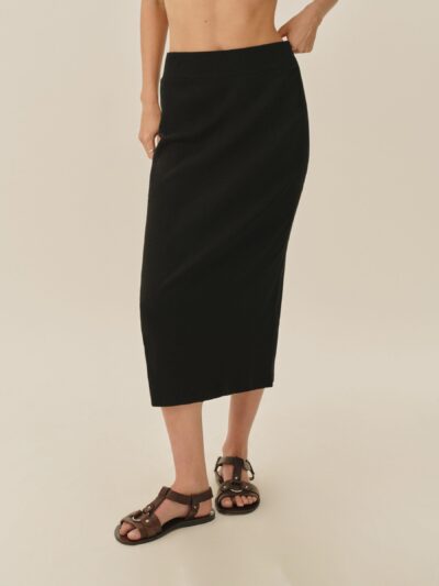 Black Surplus Rib Tube Skirt