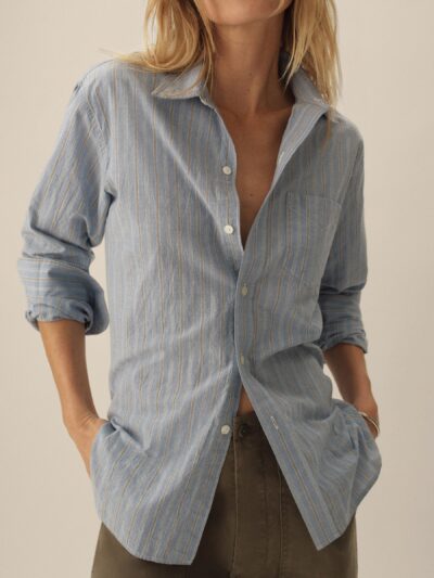 Blue / Ochre Fleetwood Stripe Mainstay Cotton Shirt