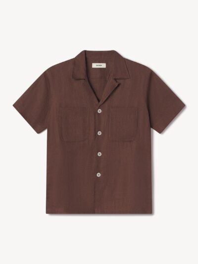 Bonfire Crosshatch Linen Camp Shirt