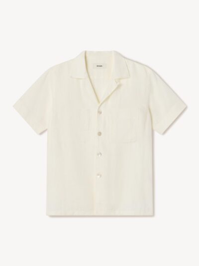 Sea Shell Crosshatch Linen Camp Shirt